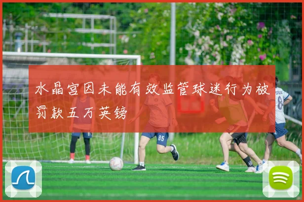 水晶宫因未能有效监管球迷行为被罚款五万英镑